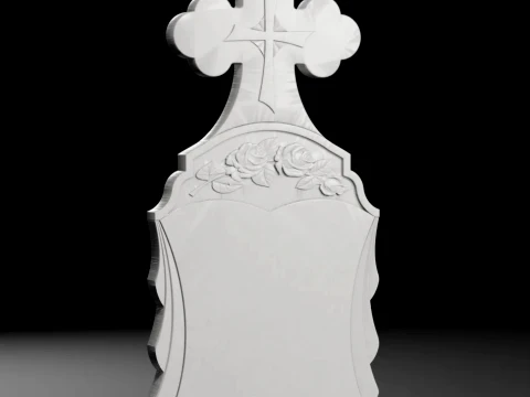 Trefoil-End Cross with Rays and Rose - Tombstone STL for CNC 3D Print Model