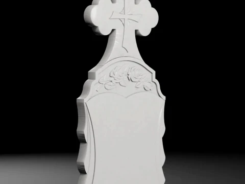 Trefoil-End Cross with Rays and Rose - Tombstone STL for CNC 3D Print Model