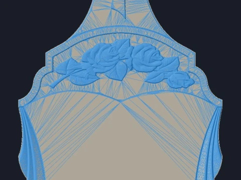 Trefoil-End Cross with Rays and Rose - Tombstone STL for CNC 3D Print Model