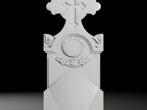 Cross with Flowers - Tombstone STL for CNC 500x1300mm 3D printmodel