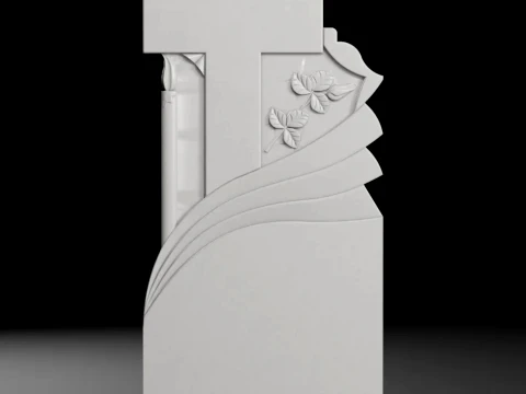 Cross with Rays and Rose - Tombstone STL for CNC 600x1400mm 3D printmodel