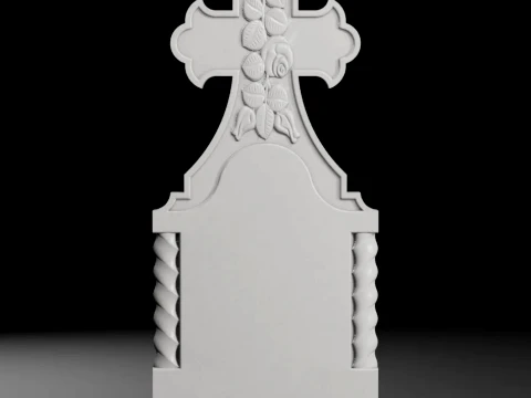 Cross with Columns and Turned Rose - Tombstone STL for CNC 3D printmodel