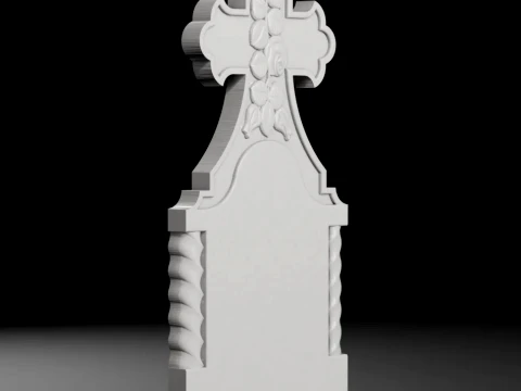 Cross with Columns and Turned Rose - Tombstone STL for CNC 3D Print Model