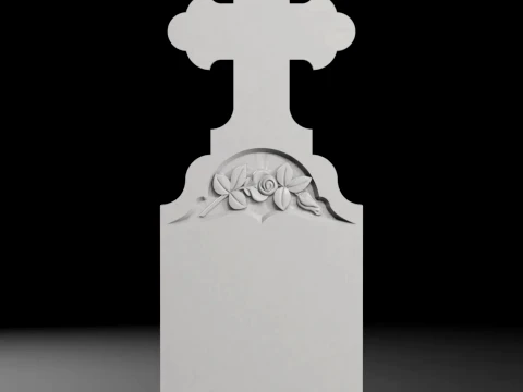 Semi-Trefoil Cross with Rose - Tombstone STL for CNC 400x1100mm 3D printmodel