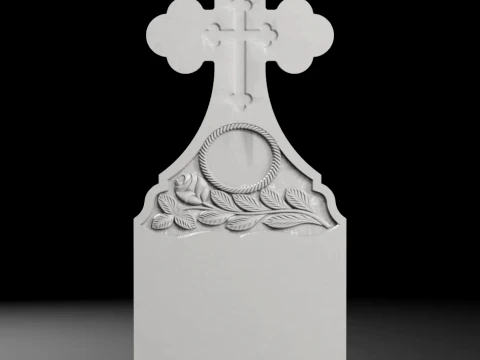 Trefoil Cross with Rose and Photo Frame - Tombstone STL for CNC 3D printmodel