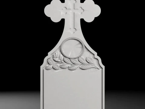 Trefoil Cross with Rose and Photo Frame V2 Tombstone STL 3D printmodel