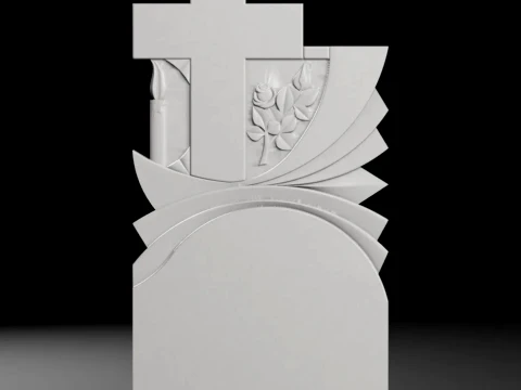 Straight Cross with Rays and Rose Tombstone STL 600x1300mm V3 3D printmodel