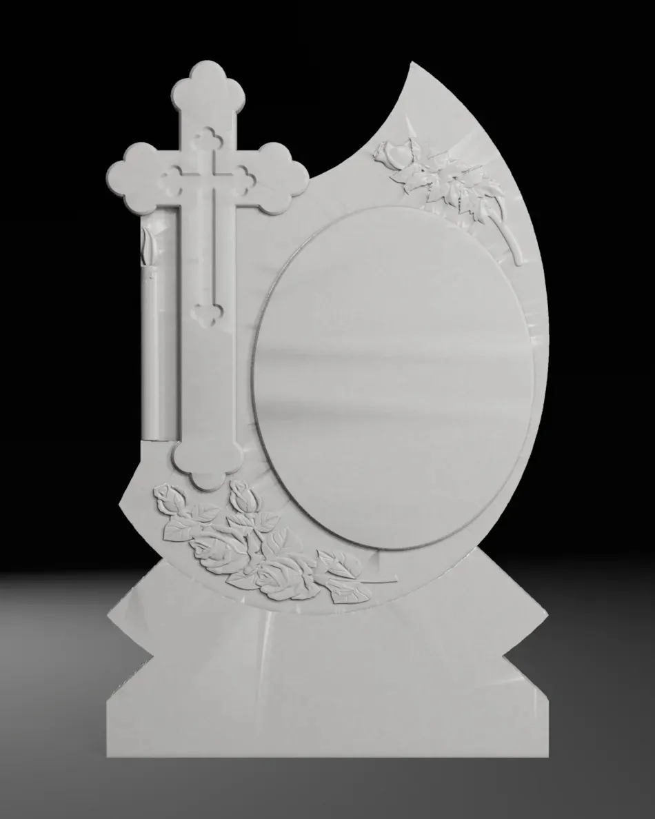 Acanthus Scroll Headstone with Roses and Inscription Panel STL 3D Print Model .c4d .max .obj .3ds .fbx .stl .blend 