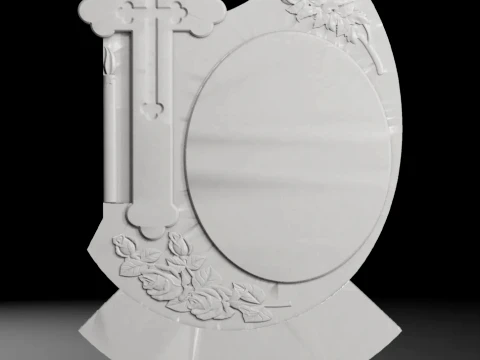 Acanthus Scroll Headstone with Roses and Inscription Panel STL 3D printmodel