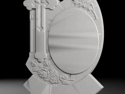 Acanthus Scroll Headstone with Roses and Inscription Panel STL 3D Print Model