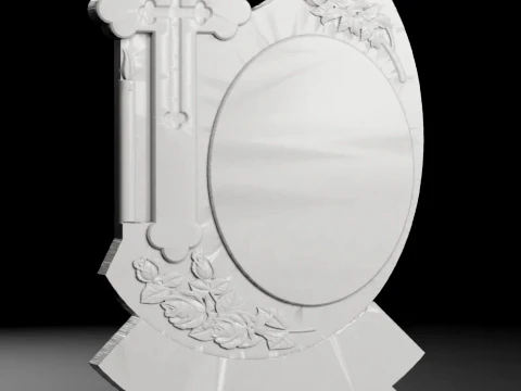 Acanthus Scroll Headstone with Roses and Inscription Panel STL 3D Print Model