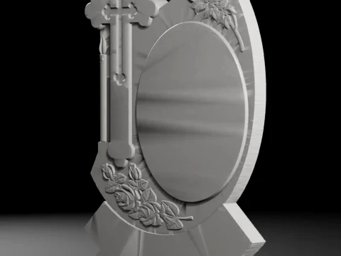Acanthus Scroll Headstone with Roses and Inscription Panel STL 3D Print Model
