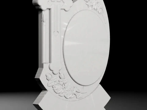 Acanthus Scroll Headstone with Roses and Inscription Panel STL 3D Print Model