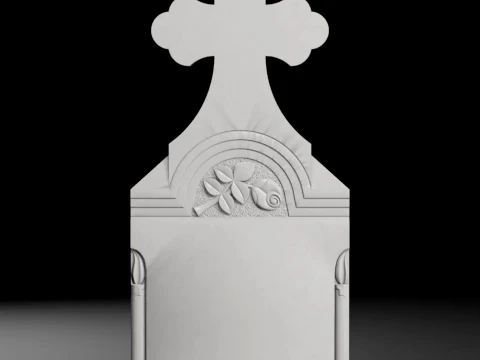 Cross with Rose and Candles - Tombstone STL for CNC 600x1400mm 3D printmodel
