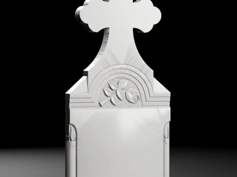 Cross with Rose and Candles - Tombstone STL for CNC 600x1400mm 3D Print Model