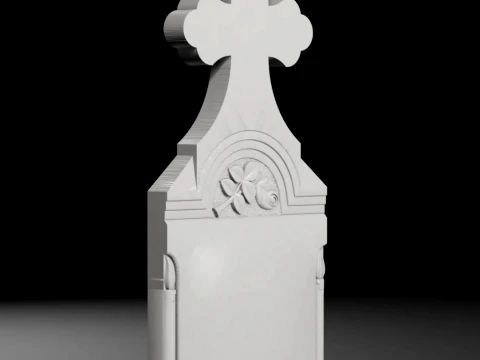 Cross with Rose and Candles - Tombstone STL for CNC 600x1400mm 3D Print Model