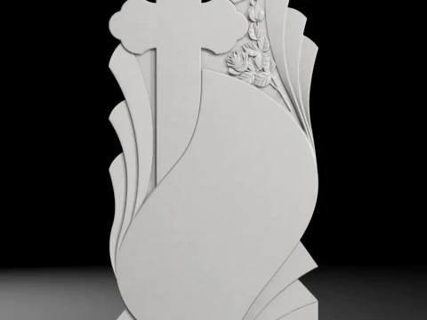 Cross with Rays and Rose - Tombstone STL for CNC 600x1300mm 3D printmodel
