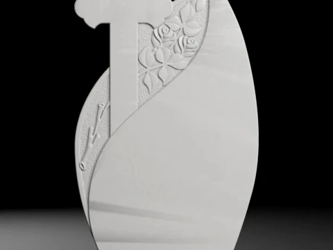 Teardrop Headstone with Rose - Tombstone STL for CNC 650x1250mm 3Dプリントモデル