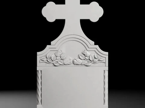 Cross with Columns and Roses Tombstone STL 600x1300mm V1 Modelo de Impressão 3D