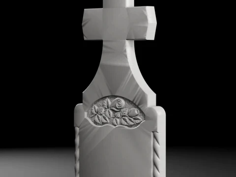 Pointed-Top Cross - Tombstone STL for CNC 600x1300mm 3D Print Model