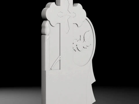 Serenity Headstone D - Tombstone STL for CNC 600x1300mm 3D Print Model