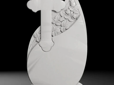 Teardrop Headstone with Rose - Tombstone STL for CNC 600x1200mm 3Dプリントモデル