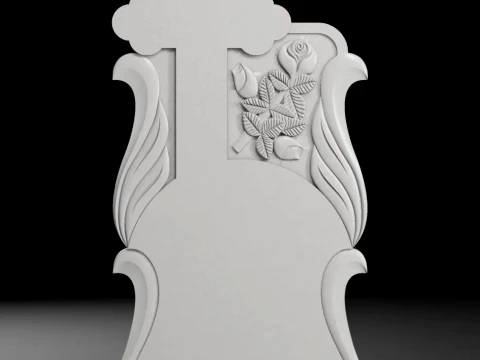 Acanthus Scroll Headstone with Rose and Cross Tombstone STL 3D printmodel
