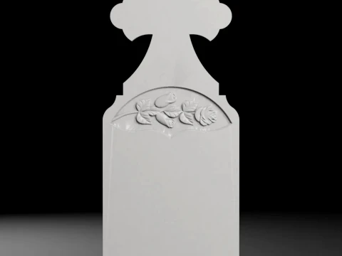 Semi-Trefoil Cross with Rose - Tombstone STL for CNC 450x1200mm 3D printmodel