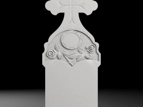 Cross with Two Roses and Photo Frame - Tombstone STL for CNC 3D printmodel