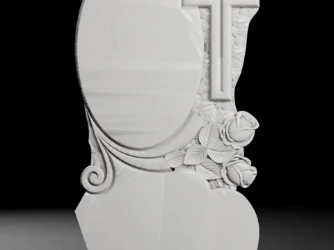 Cross with Inscription Panel and Roses STL 650x1250x60mm 3D printmodel