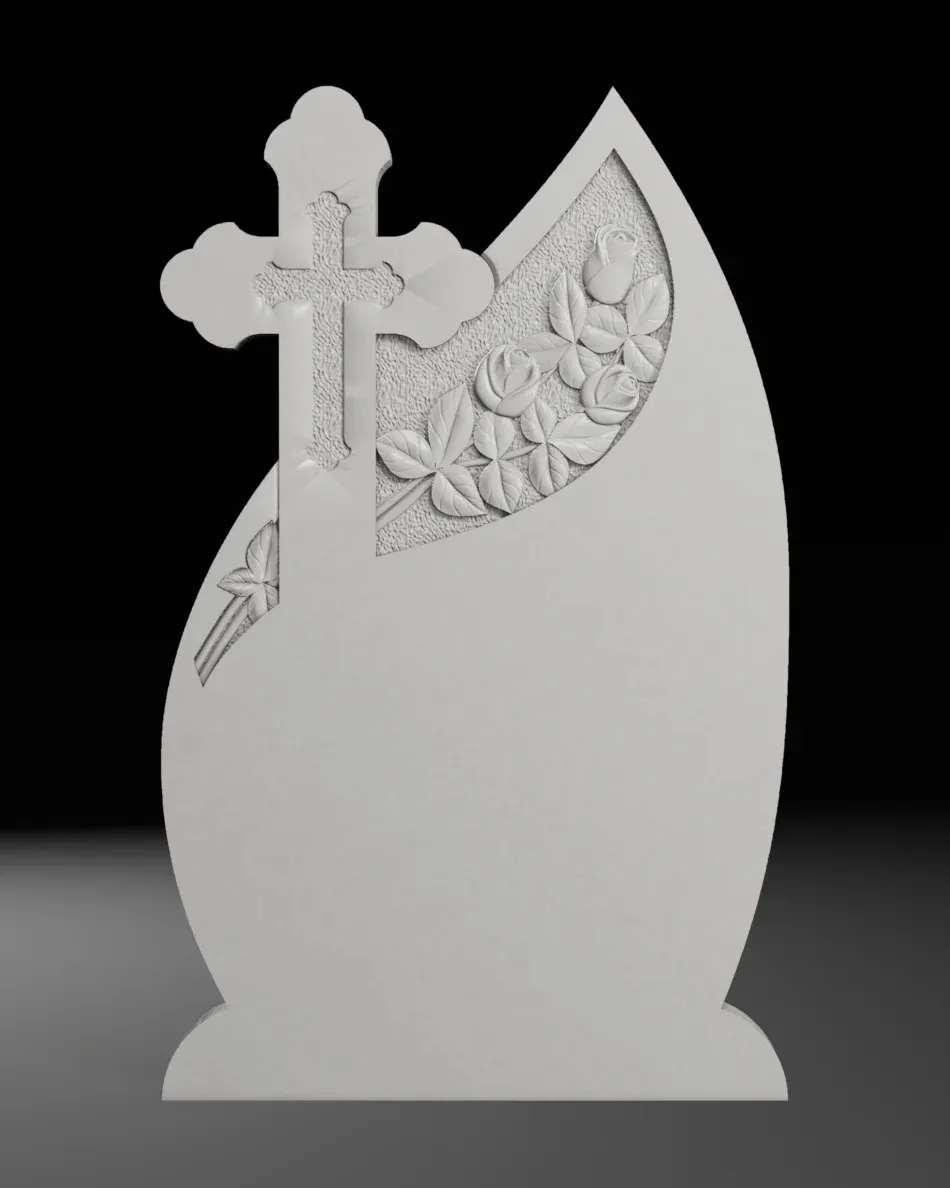 Ornate Cross with Acanthus Scrolls - Tombstone STL for CNC 3D Print Model .c4d .max .obj .3ds .fbx .stl .blend 