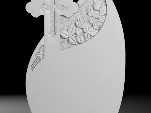 Ornate Cross with Acanthus Scrolls - Tombstone STL for CNC 3D printmodel