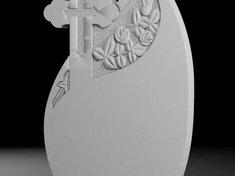 Ornate Cross with Acanthus Scrolls - Tombstone STL for CNC 3D Print Model