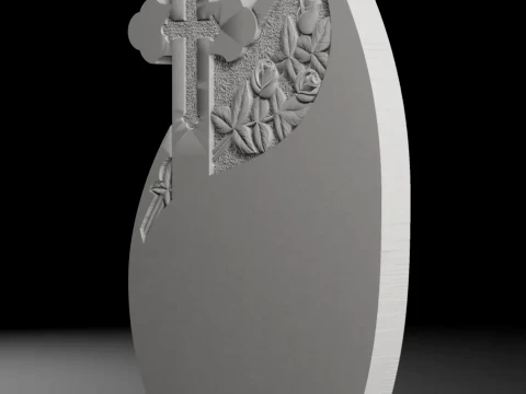 Ornate Cross with Acanthus Scrolls - Tombstone STL for CNC 3D Print Model
