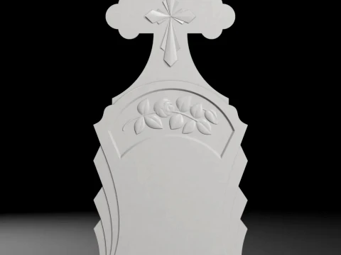 Trefoil Cross with Rose - Tombstone STL for CNC 600x1400x60mm 3D printmodel