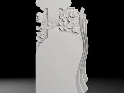 Monument with Rays and Rose - Tombstone STL for CNC 500x1250mm 3D printmodel