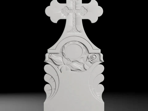 Cross with Rays and Rose - Tombstone STL for CNC 500x1300mm 3D printmodel