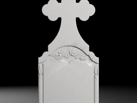 Cross with Rose and Candles B - Tombstone STL for CNC 500x1200mm 3D printmodel