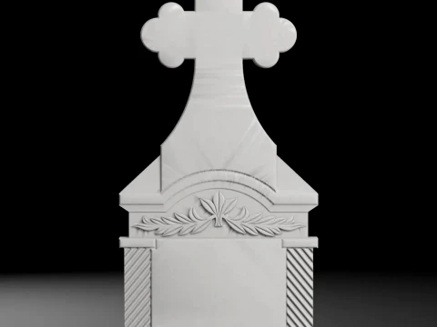 Cross with Columns and Ornament - Tombstone STL for CNC 3D printmodel