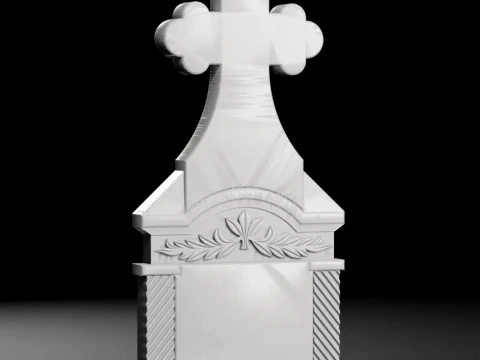 Cross with Columns and Ornament - Tombstone STL for CNC 3D Print Model