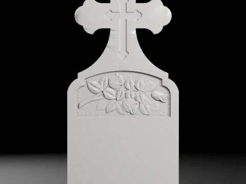 Orthodox Cross with Rose - Tombstone STL for CNC 600x1400mm 3D printmodel