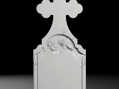 Cross with Rose and Candles A - Tombstone STL for CNC 500x1200mm 3D printmodel