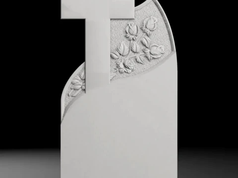 Straight Cross with Rays and Rose Tombstone STL 600x1300mm V2 3D printmodel