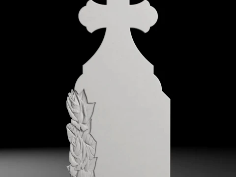 Byzantine-Top Cross with Side Rose - Tombstone STL for CNC 3D printmodel