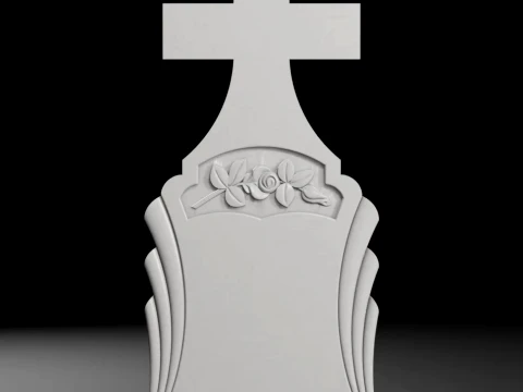 Straight Cross with Rays and Rose Tombstone STL 550x1300mm V1 3D 프린트 모델