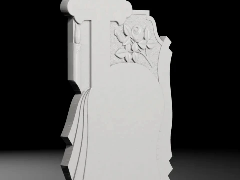 Cross with Roses and Candle - Tombstone STL for CNC 800x1400mm 3D Print Model