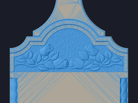 Cross with Columns and Roses Bush-Hammered Tombstone STL 3D Print Model
