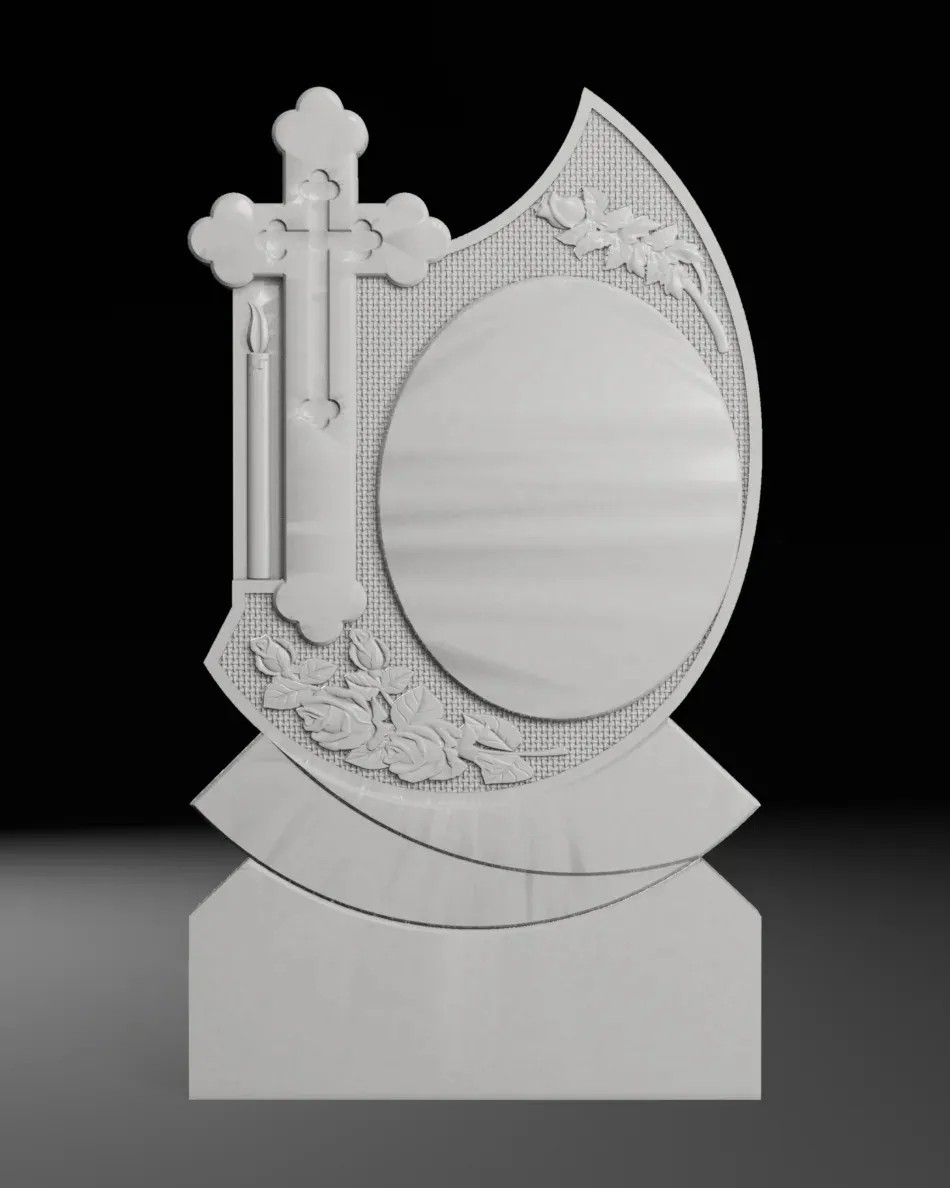 Ornate Cross with Acanthus Scrolls and Inscription 680x1200x80mm 3D Print Model .c4d .max .obj .3ds .fbx .stl .blend 