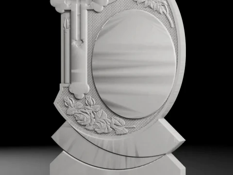 Ornate Cross with Acanthus Scrolls and Inscription 680x1200x80mm 3D Print Model