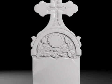 Semi-Trefoil Cross with Rose and Book - Tombstone STL for CNC 3D Print Model